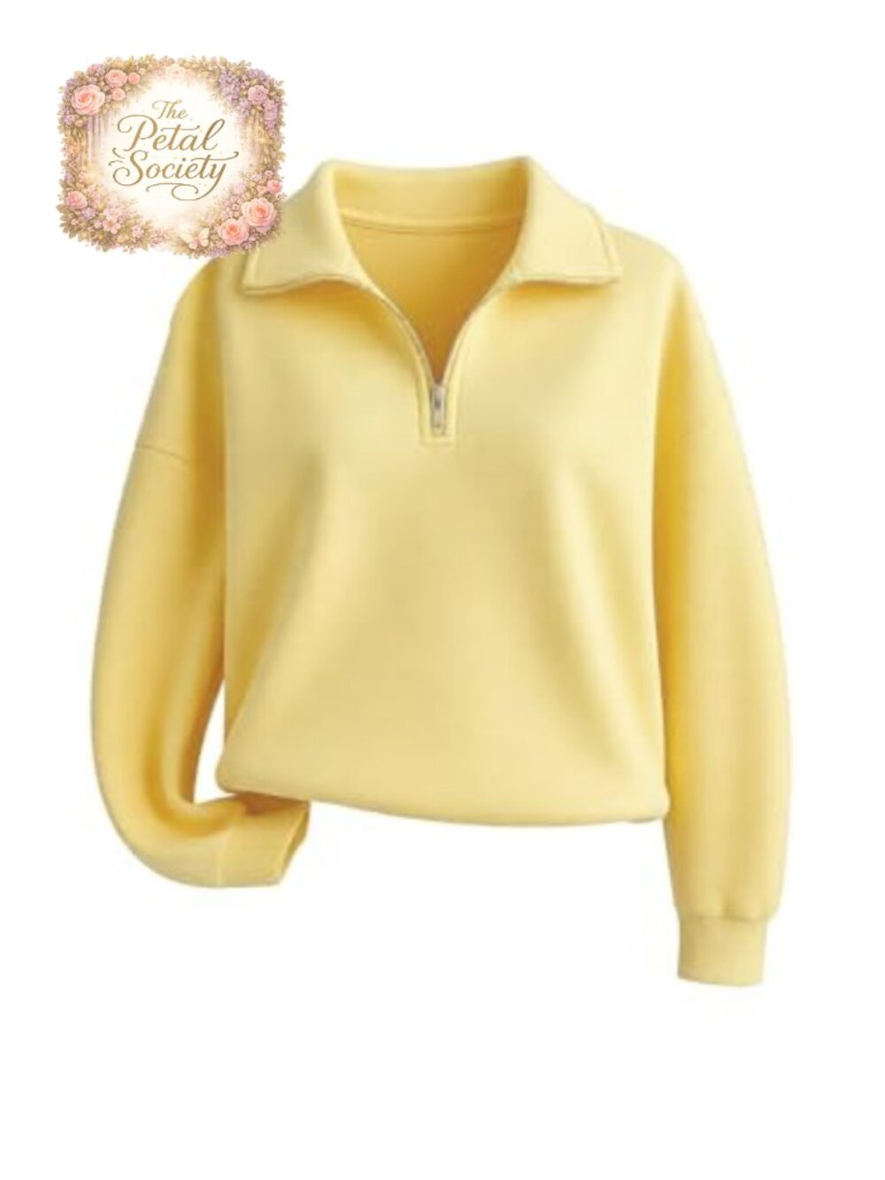 Women's Quarter Zip Collared Long Sleeve Sweatshirt Pullover Loose Fit